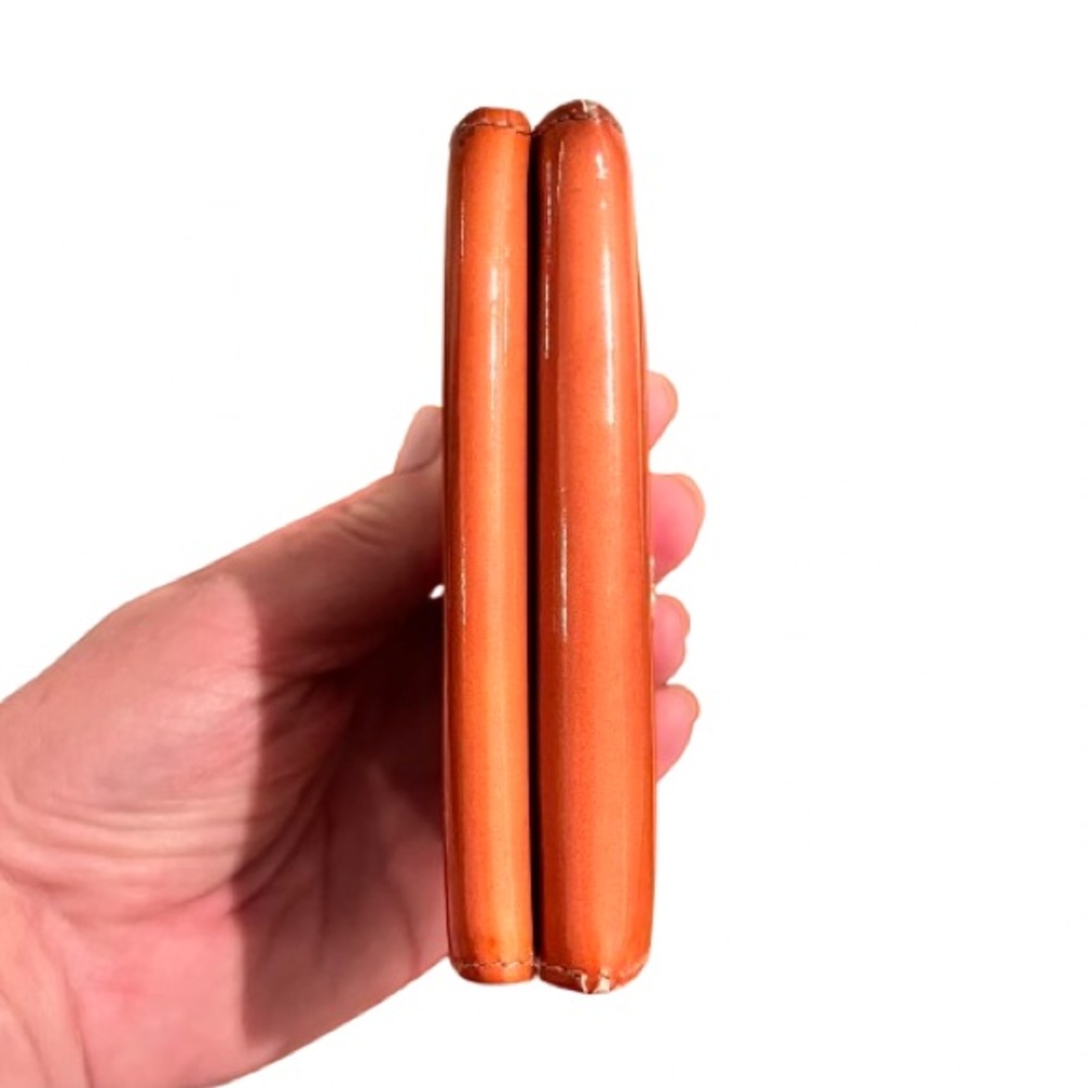 CHANEL- Vintage Coco Mark Enamel Flap Wallet Chestnut/Orange- MADE IN FRANCE - Picture 7 of 12